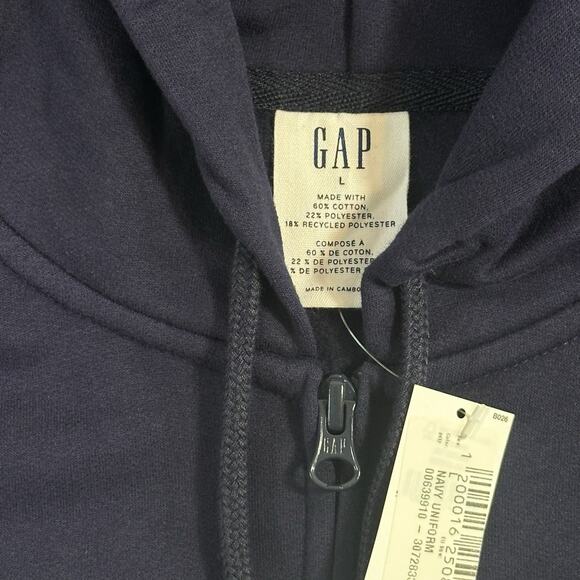 Gap Women's Classic Logo Full Zip Sweatshirt Hoodie Sweater Navy Size L - Picture 4 of 5